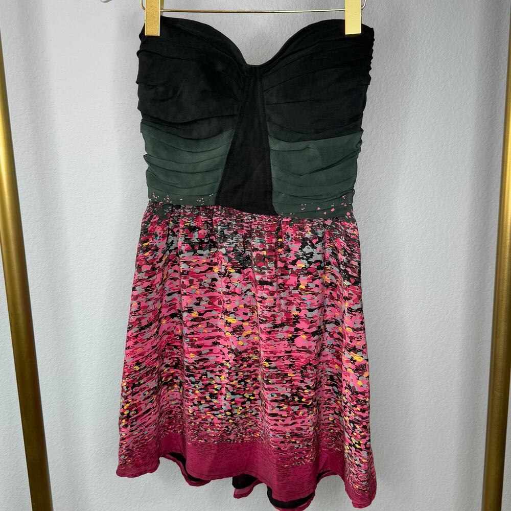 Charlie Jade short strapless 100% silk printed dress